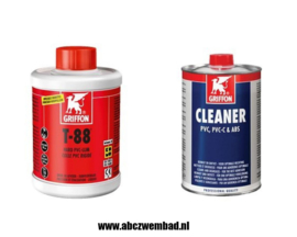 Druk lijm + cleaner tbv lijmen collector buizen en overige pvc zwembad