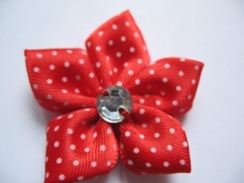 Rood polkadot bloem met rhinestone