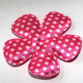 47mm polkadot bloem satijn felroze