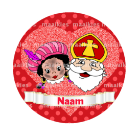 Naambutton roetveegpietje met sint rood hart