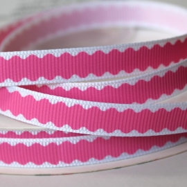 10mm wit met roze grosgrain band