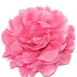 Mooie bloem roze met tulle 10cm