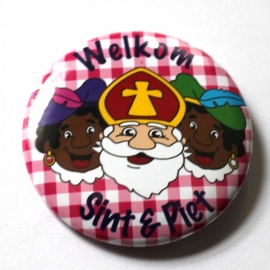 Sinterklaas button Roze ruit