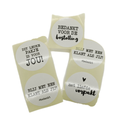 5 Sluitsticker "Bedankt  voor je bestelling" wit asortie