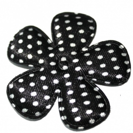 47mm polkadot bloem satijn zwart