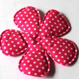 75mm Polkadot bloem felroze stof