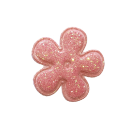 25mm glitter bloem roze