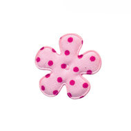 25mm polkadot bloem stof roze/felroze