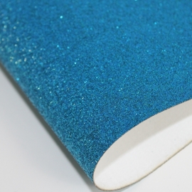 Lapje glitter pu leer  felblauw