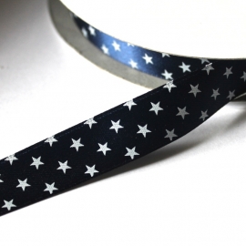 Satijn lint navy met sterren print 15mm breed