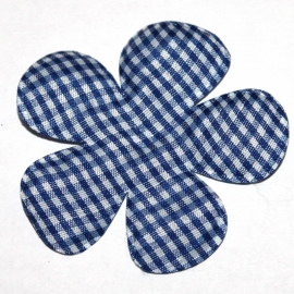 Royal blauw gingham ruit bloem 65mm