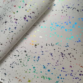 Wit lapje pu leer met metallic spots