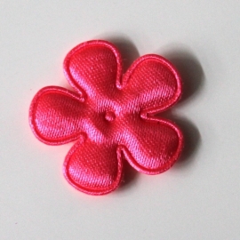 Satijn bloem neon roze 25mm