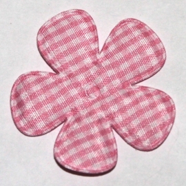 Roze gingham ruit bloem 47mm