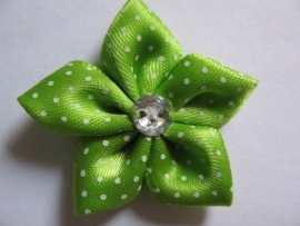 LIME polkadot bloem met rhinestone