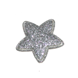 Glitter ster zilver 25mm