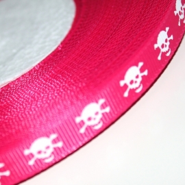 Grosgrain lint doodskop felroze (10mm)