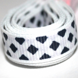 1m Grosgrain lint 10mm navy - wit