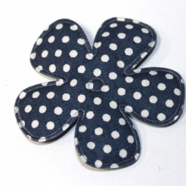 47mm polkadot bloem stof navy