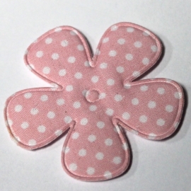 47mm polkadot bloem stof roze