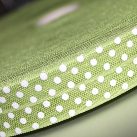 Lime Haarband elastiek / biasband  polkadot 20mm breed