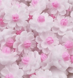 wit bloem  roze kern flatback