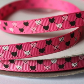 felroze grosgrain met kleine harjtes 4m