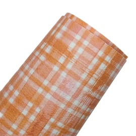 pu leer oranje gingham ruit