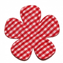 Rood gingham ruit bloem 47mm