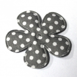 25mm polkadot bloem stof grijs