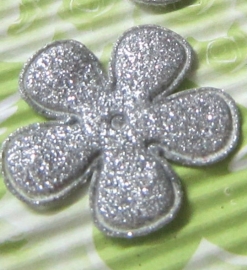 Glitter bloem zilver 35mm