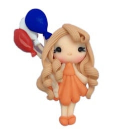 oranje boven ballon meisje (polymeer clay)