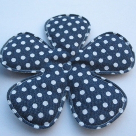 65mm navy polkadot bloem stof