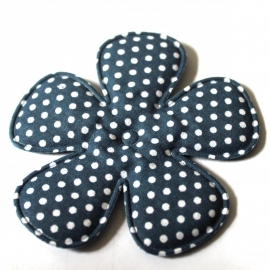 75mm Polkadot bloem navy stof