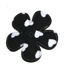 35mm bloem met hartjes print zwart
