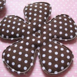 65mm bruin polkadot bloem stof