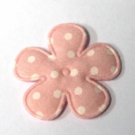 25mm polkadot bloem stof roze