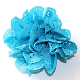 Bloem met gaatjes turq blauw(7cm)