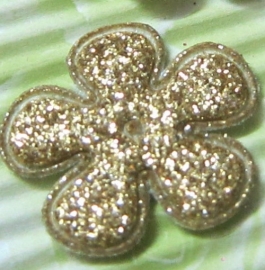 Glitter bloem goud 25mm