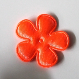 Satijn bloem neon oranje 25mm