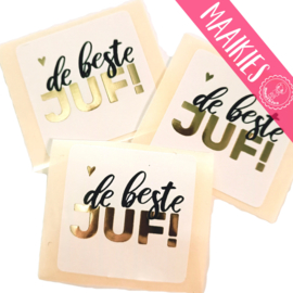 Beste Juf sticker goud opdruk 5stuks