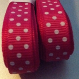 Azela/ fuchsia polkadot grosgrain geweven band 5 meter