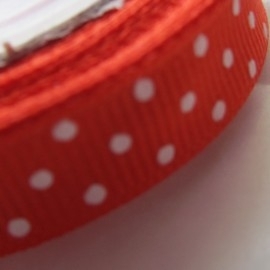 ORANJE grosgrain geweven band polkadot 5meter