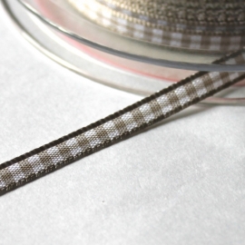 Beige taupe Gingham Ruit band 4mm breed