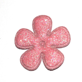 Glitter bloem roze 47mm
