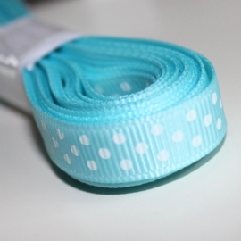 zeeblauw grosgrain geweven band polkadot 5m