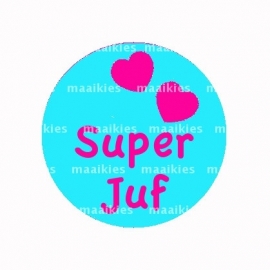 (FB391) Super juf blauw /fuchsia