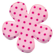 47mm polkadot bloem stof roze/felroze