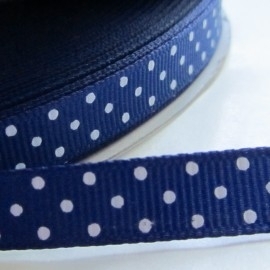 ROYAL BLUE grosgrain geweven band polkadot  5m