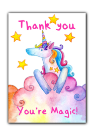 Ansichtkaart Thank you, you're magic unicorn
